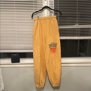 Boys Lie Yellow Track Pants with Tiger Graphic